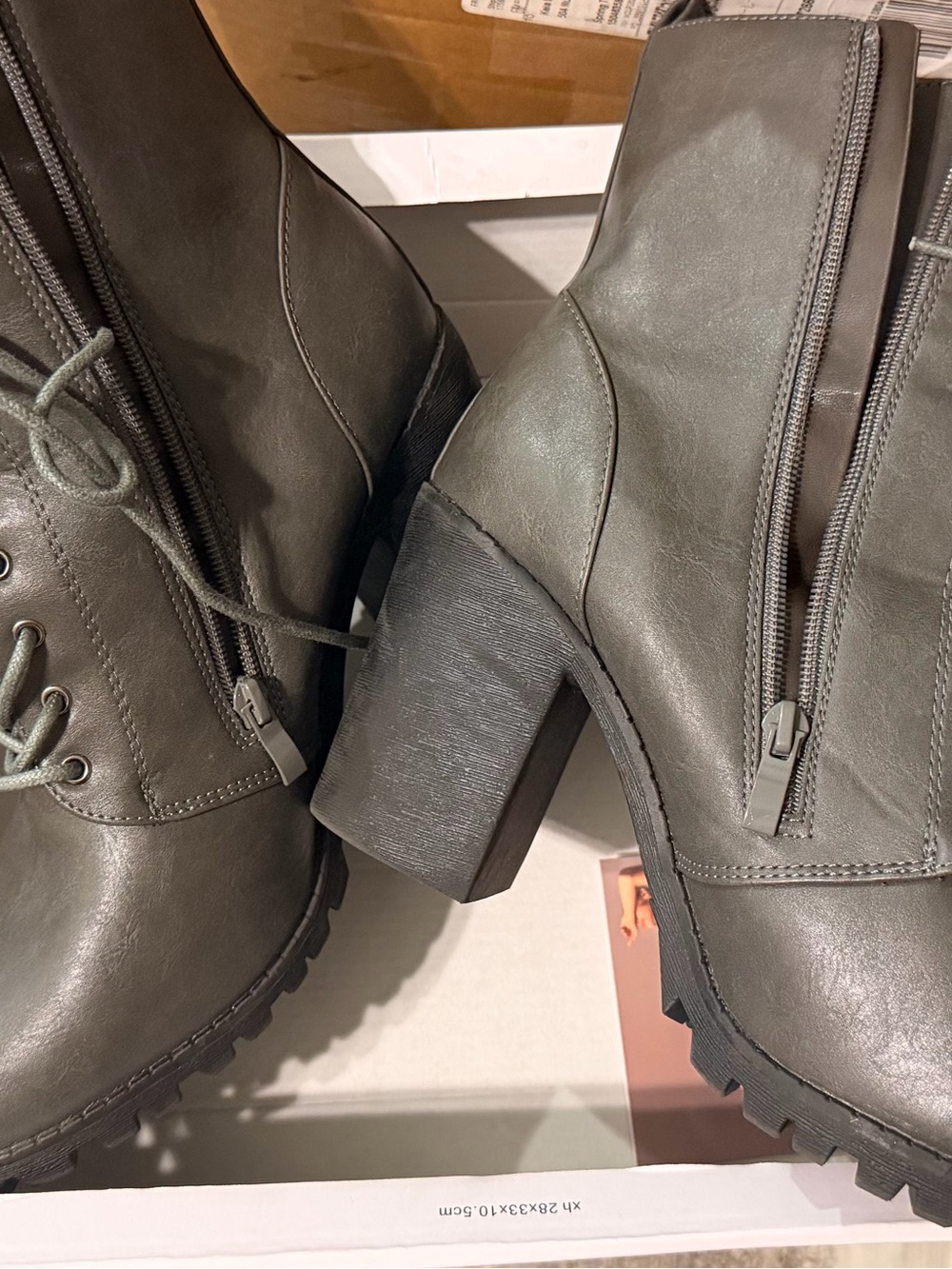 torrid Gray Lace-Up Chunky Heel Ankle Boots